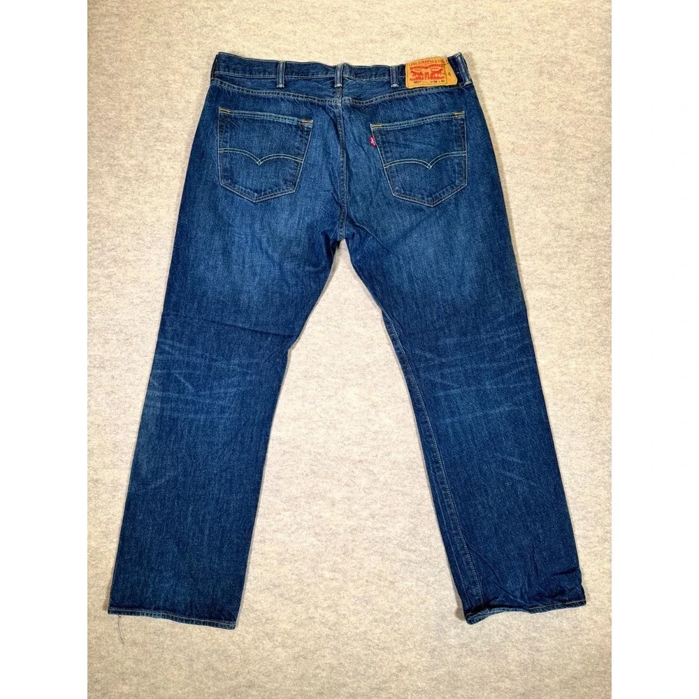 Levis 501 Authentic Jeans Mens 38x30 Blue Denim Mid Rise Straight Leg Button Fly